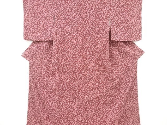 リサイクル　縮緬地枝梅模様小紋着物